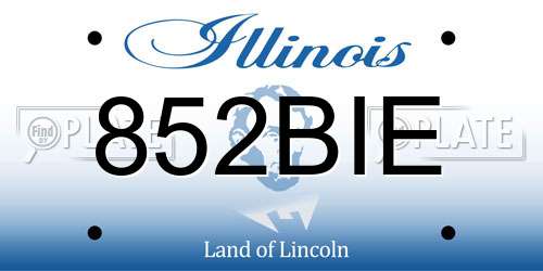 852BIE Illinois License Plate