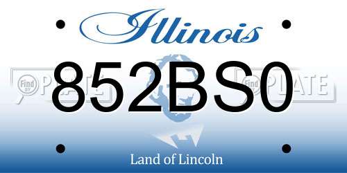 852BS0 Illinois License Plate
