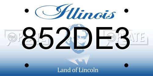 852DE3 Illinois License Plate