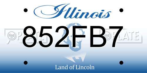 852FB7 Illinois License Plate