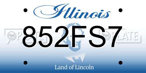 852FS7 Illinois License Plate