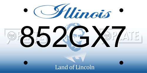 852GX7 Illinois License Plate