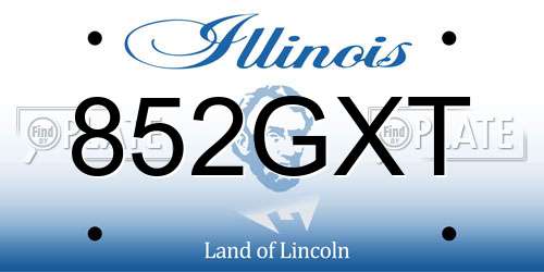 852GXT Illinois License Plate