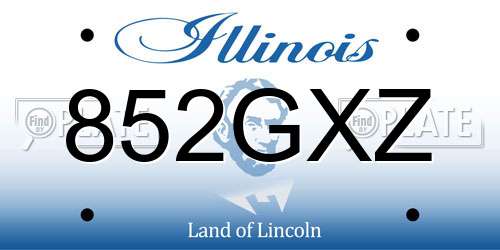 852GXZ Illinois License Plate