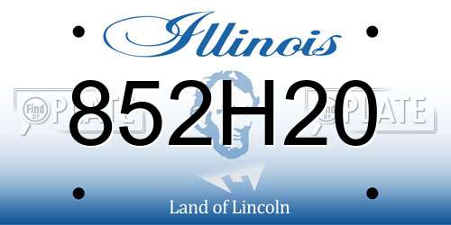 852H20 Illinois License Plate