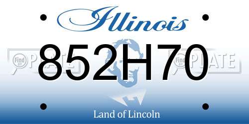 852H70 Illinois License Plate