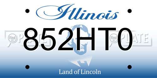 852HT0 Illinois License Plate