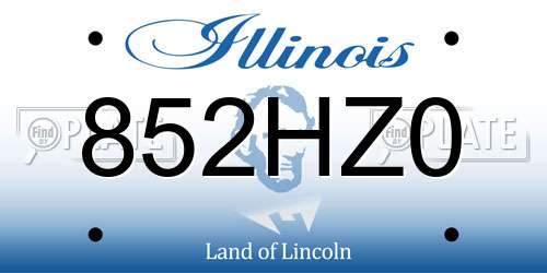 852HZ0 Illinois License Plate