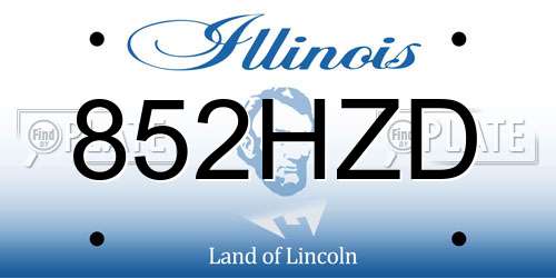 852HZD Illinois License Plate