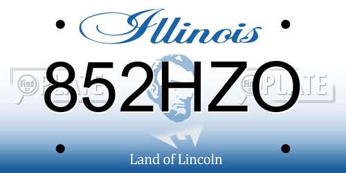 852HZO Illinois License Plate