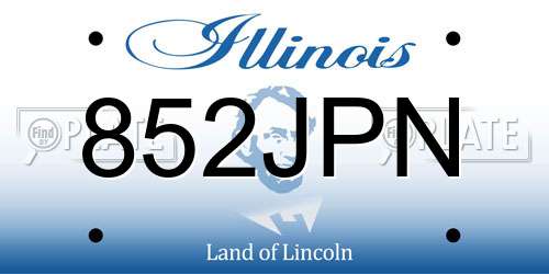852JPN Illinois License Plate