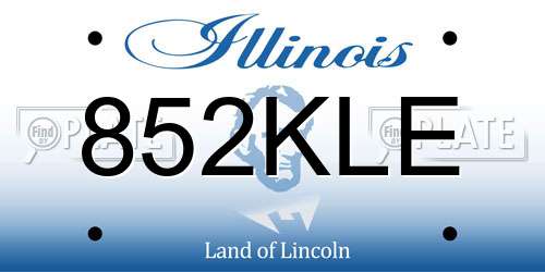 852KLE Illinois License Plate