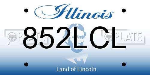 852LCL Illinois License Plate