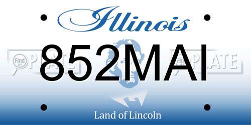852MAI Illinois License Plate