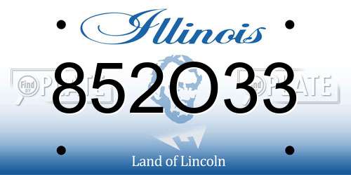 852O33 Illinois License Plate