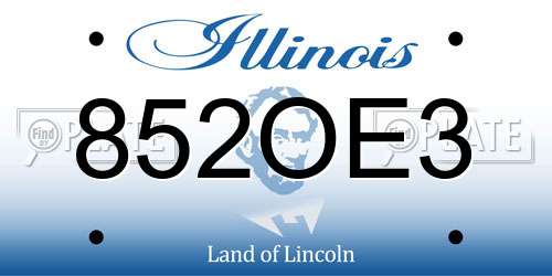 852OE3 Illinois License Plate
