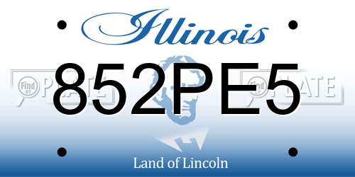 852PE5 Illinois License Plate