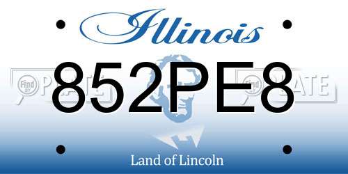852PE8 Illinois License Plate