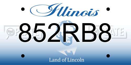 852RB8 Illinois License Plate