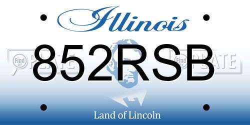 852RSB Illinois License Plate