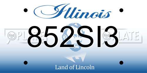 852SI3 Illinois License Plate