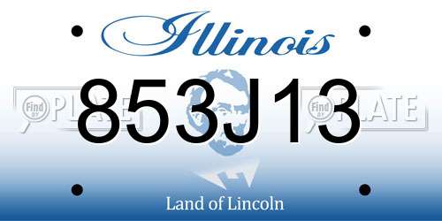 853J13 Illinois License Plate