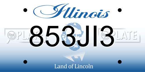 853JI3 Illinois License Plate