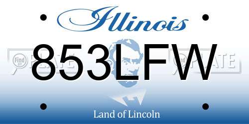 853LFW Illinois License Plate