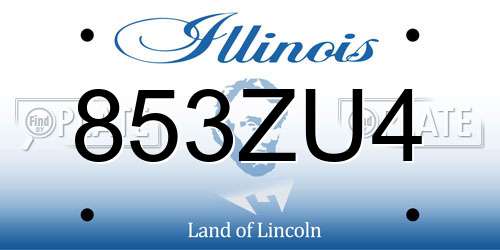 853ZU4 Illinois License Plate