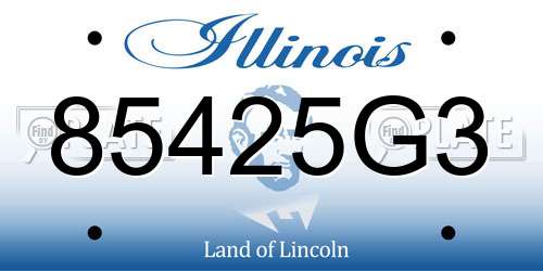 85425G3 Illinois License Plate