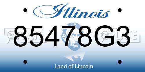 85478G3 Illinois License Plate