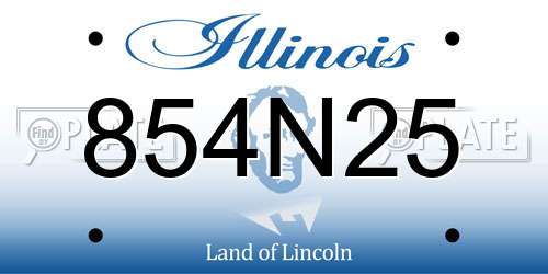 854N25 Illinois License Plate