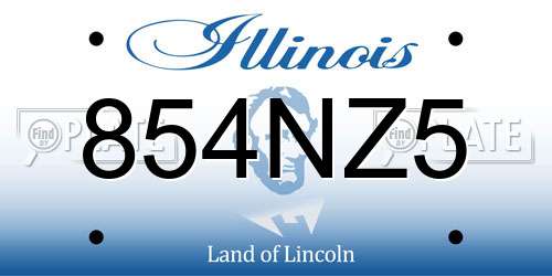 854NZ5 Illinois License Plate