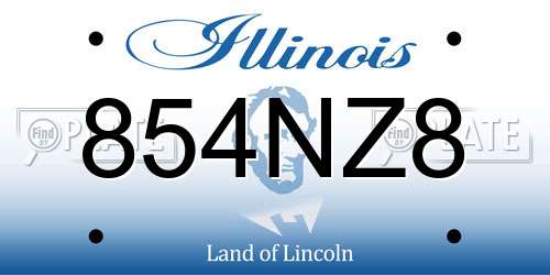 854NZ8 Illinois License Plate