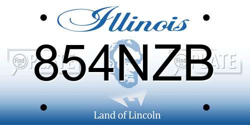 854NZB Illinois License Plate
