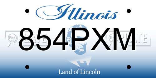 854PXM Illinois License Plate