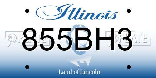 855BH3 Illinois License Plate