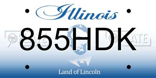 855HDK Illinois License Plate
