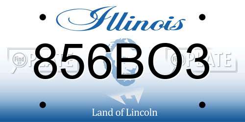856BO3 Illinois License Plate