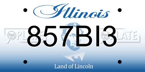 857BI3 Illinois License Plate