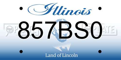 857BS0 Illinois License Plate