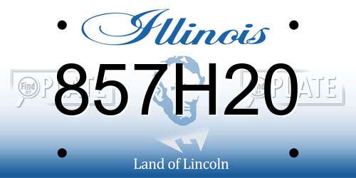 857H20 Illinois License Plate