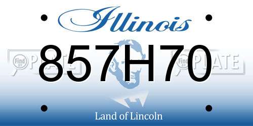 857H70 Illinois License Plate