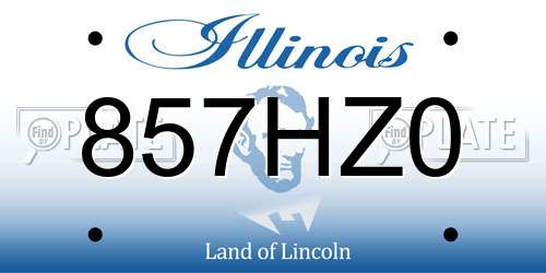 857HZ0 Illinois License Plate