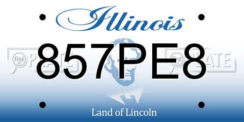 857PE8 Illinois License Plate