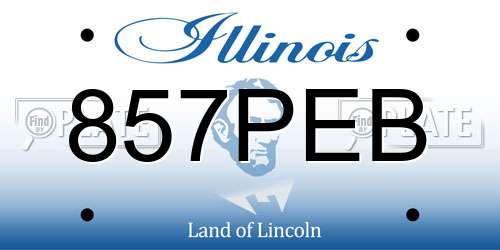 857PEB Illinois License Plate