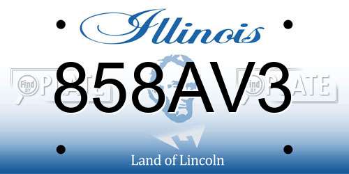 858AV3 Illinois License Plate