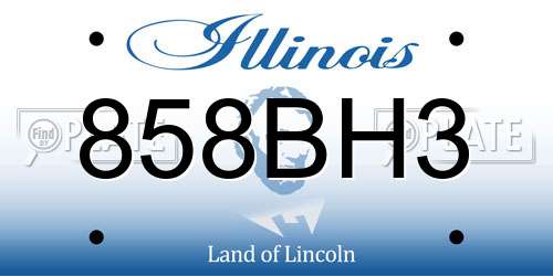 858BH3 Illinois License Plate