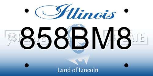 858BM8 Illinois License Plate