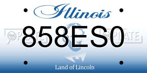 858ES0 Illinois License Plate